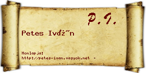 Petes Iván névjegykártya